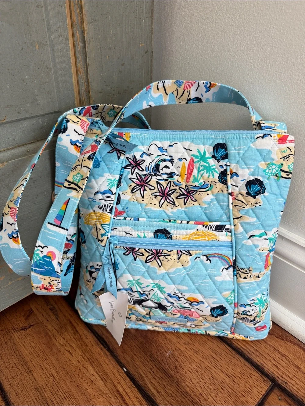 NWT Vera Bradley XL Hipster Crossbody Shoulder Bag Purse Beach Treasures Quilted - Picture 2 of 13